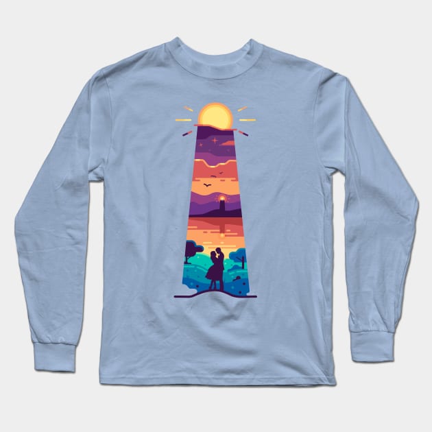 Romantic sunset by the sea Long Sleeve T-Shirt by Stellula